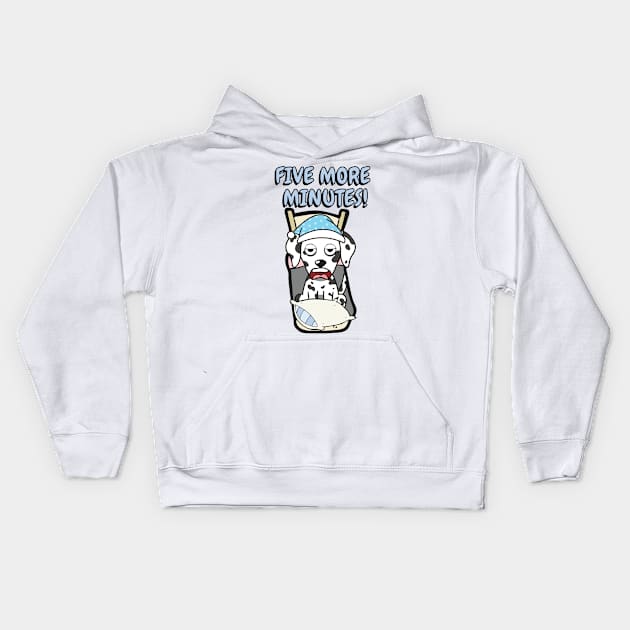 Lazy Dalmatian cant get out of bed Kids Hoodie by Pet Station